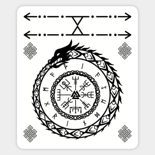 Viking World Serpent with Runes and Pagan Symbols Sticker